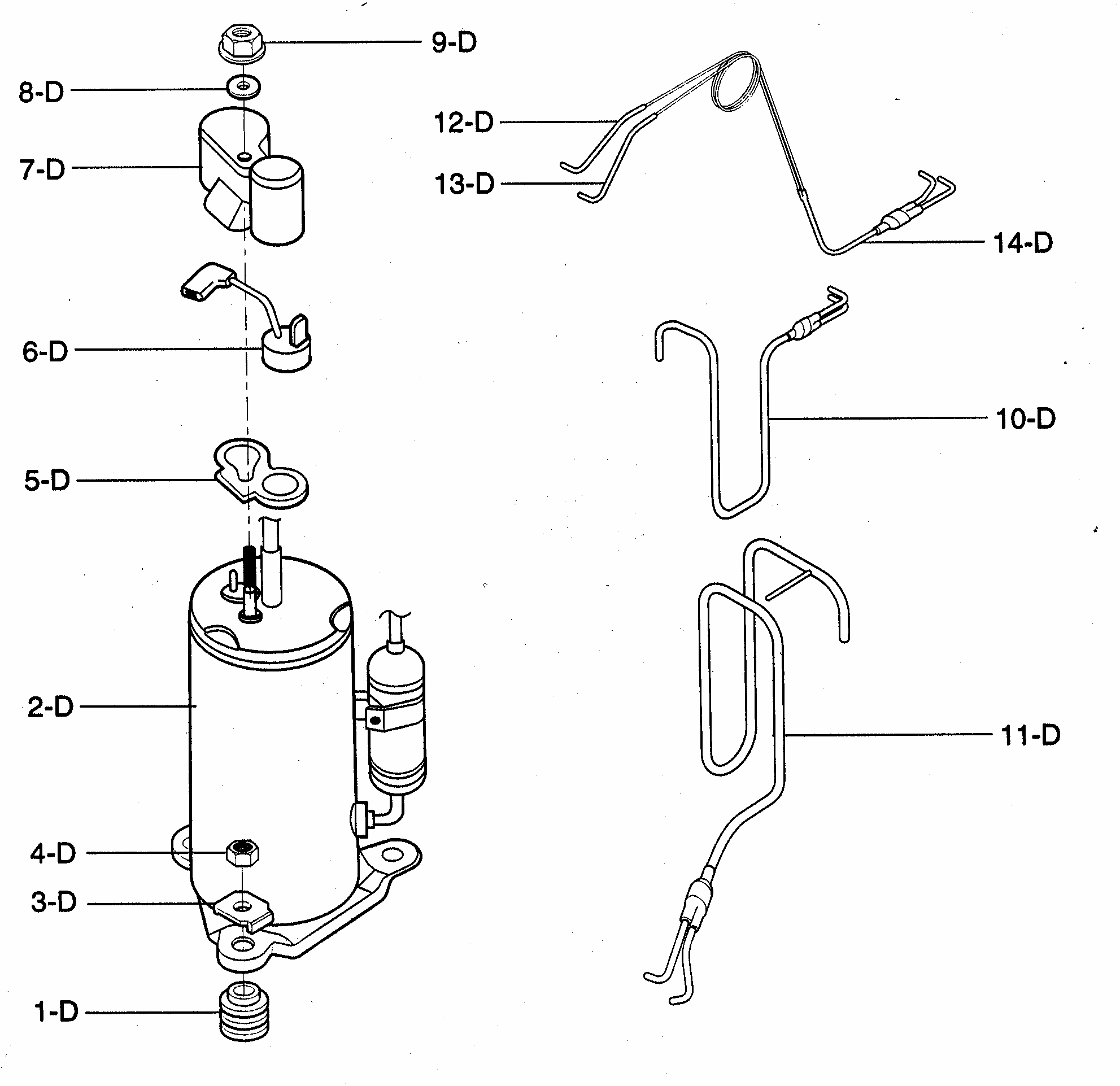 Compressor Parts Diagram and Parts List for 58073189300  Kenmore Air Conditioner