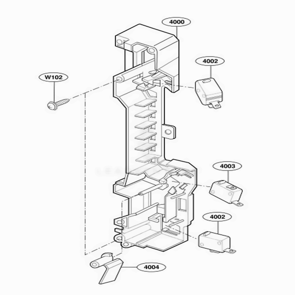 Latch Board Parts Diagram and Parts List for 80012 CWHESEA LG Wall Oven