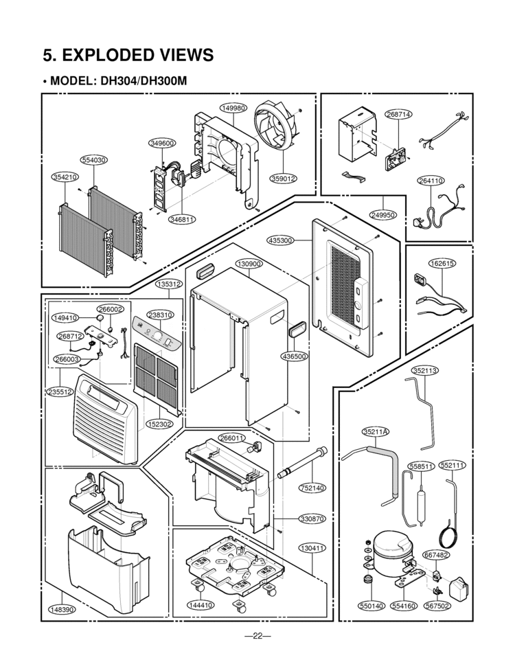 EXPLODED VIEWS Diagram and Parts List for LD65EL  LG Dehumidifier