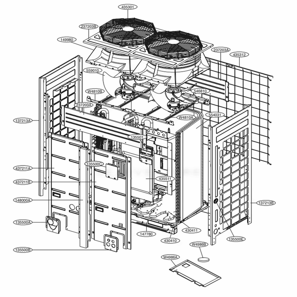 Main 2 Diagram and Parts List for ARUN121DTE4 AWGBLUS LG Air Conditioner