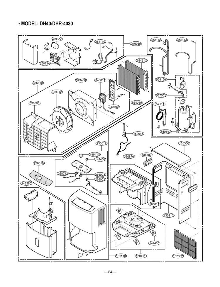 Dehumidifier Exploded View 3 Diagram and Parts List for DH30  Amana Dehumidifier
