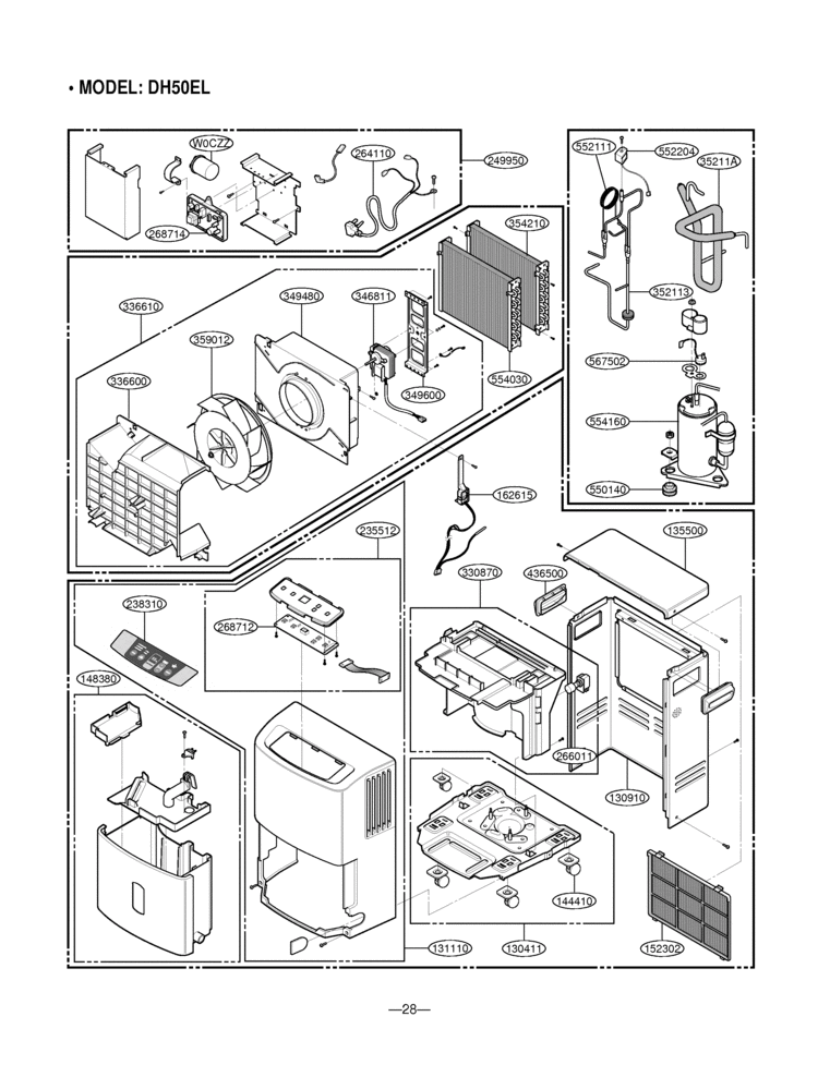 Dehumidifier Exploded View 7 Diagram and Parts List for DH30  Amana Dehumidifier