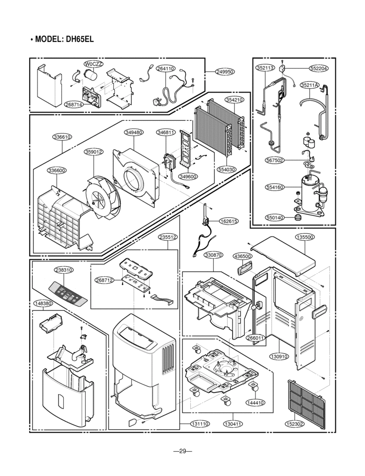 Dehumidifier Exploded View 8 Diagram and Parts List for DH30  Amana Dehumidifier