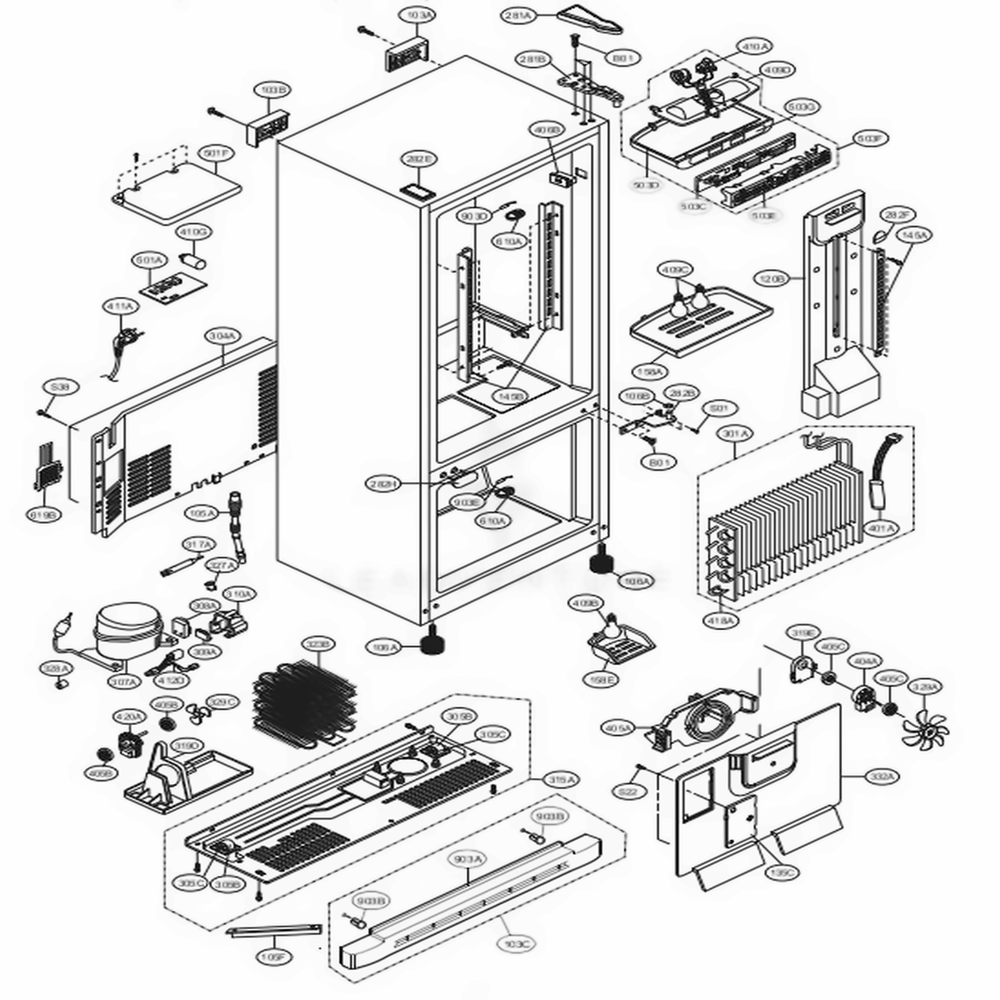 Case Parts Diagram and Parts List for 75084 ABICSEA LG Refrigerator
