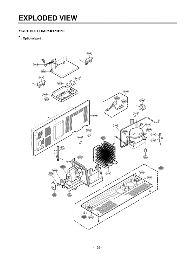 MACHINE COMPARTMENT  EXPLODED VIEW Diagram and Parts List for LRSC21934SW  LG Refrigerator