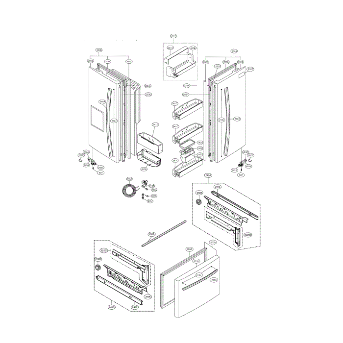 Doors Diagram and Parts List for LFX23961SB 00 LG Refrigerator