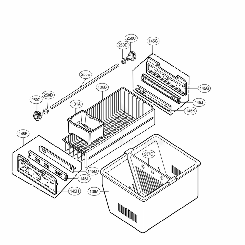 Freezer Parts Diagram and Parts List for 72036 ATICSE0 LG Refrigerator