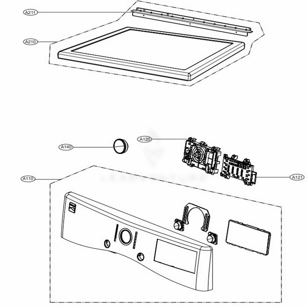Control Panel And Plate Assembly Diagram and Parts List for 91462 ABWESEU LG Washer Dryer Combo