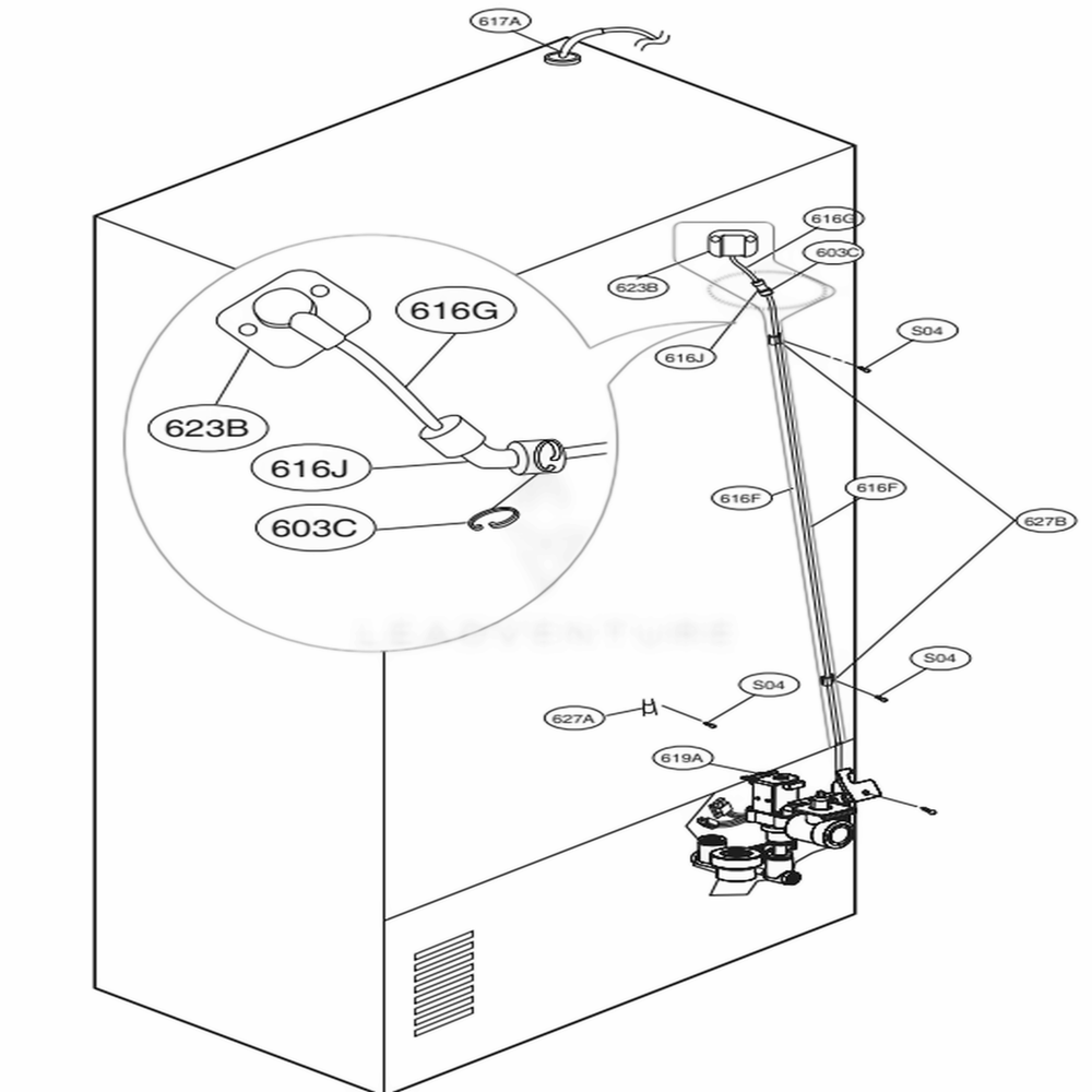 Valve And Water Tube Parts Diagram and Parts List for 72482 ASWCSE0 LG Refrigerator