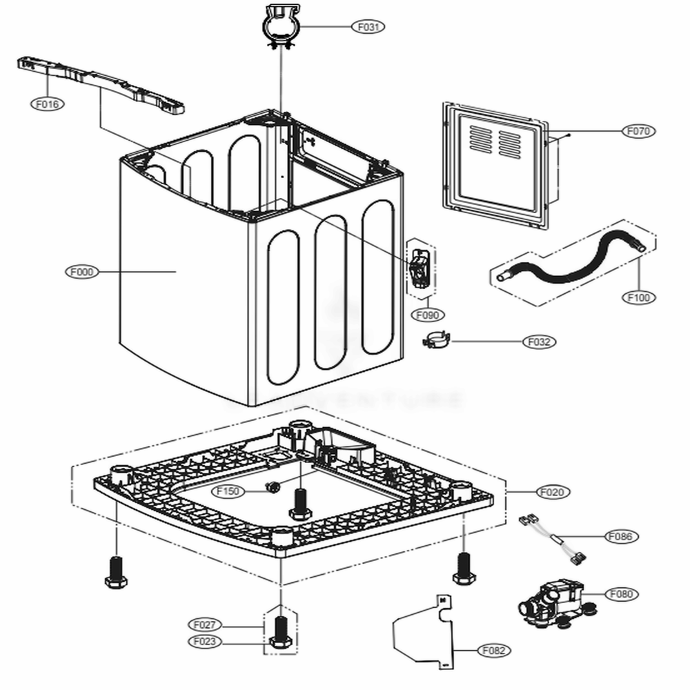 Outer Case Assembly Diagram and Parts List for WT1701CW ABWEPUS LG Washer