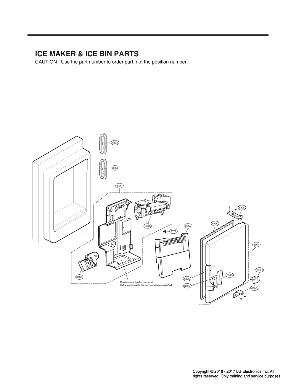 Ice Maker And Ice Bin Parts Diagram and Parts List for GR-X23GHSJM ASTCNA1 LG Refrigerator
