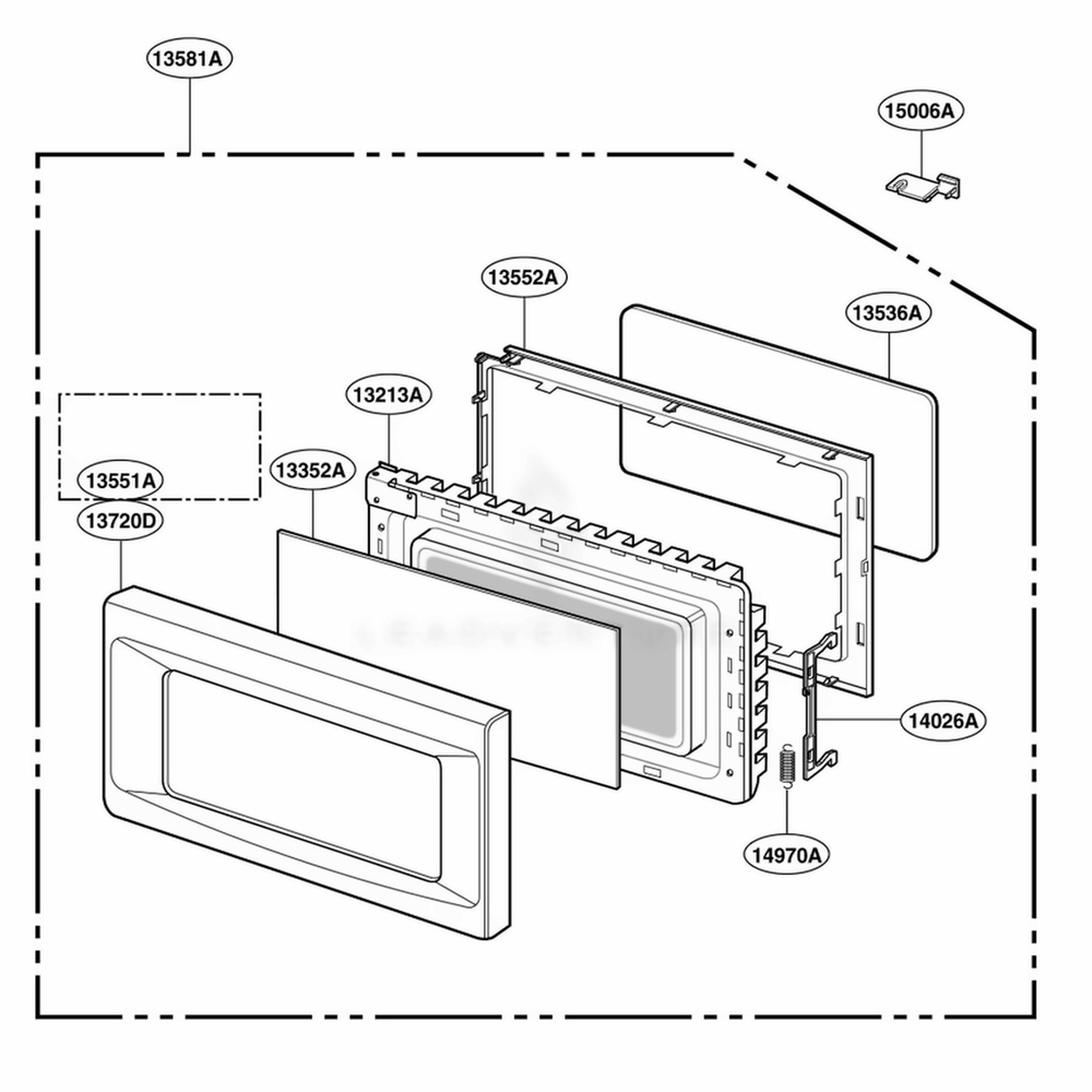 Door Parts Diagram and Parts List for YKCMS1555RSS CS1EKAC LG Range