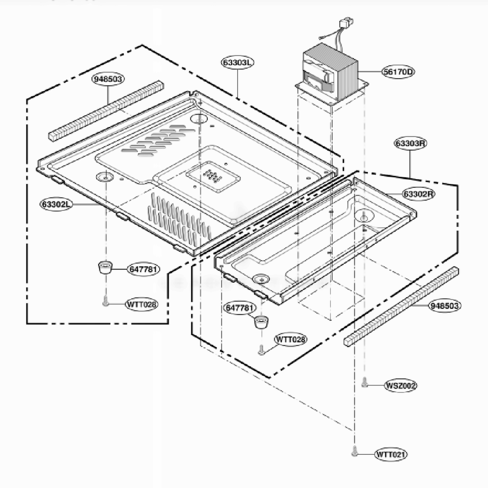 Base Plate Parts Diagram and Parts List for KCMS135HBL0 BKEKAD LG Range