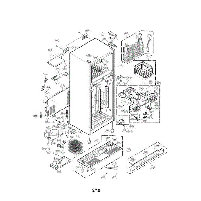 Case Diagram and Parts List for LRTN19320SW  LG Refrigerator