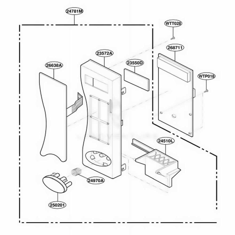 Control Panel Parts Diagram and Parts List for MT1100SHQ1 M1EWRP LG Range