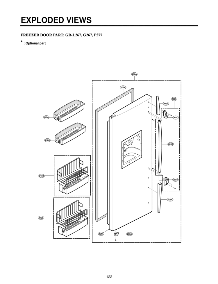 FREEZER DOOR PART     EXPLODED VIEWS Diagram and Parts List for LRSC26960TT  LG Refrigerator