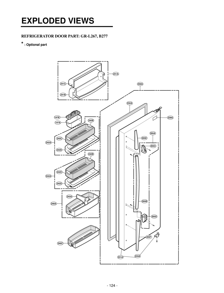 REFRIGERATOR DOOR PART    EXPLODED VIEWS Diagram and Parts List for LRSC26960TT  LG Refrigerator