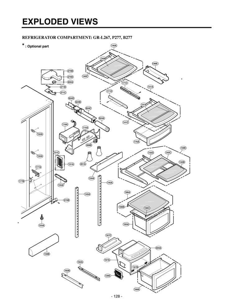 REFRIGERATOR COMPARTMENT     EXPLODED VIEWS Diagram and Parts List for LRSC26960TT  LG Refrigerator