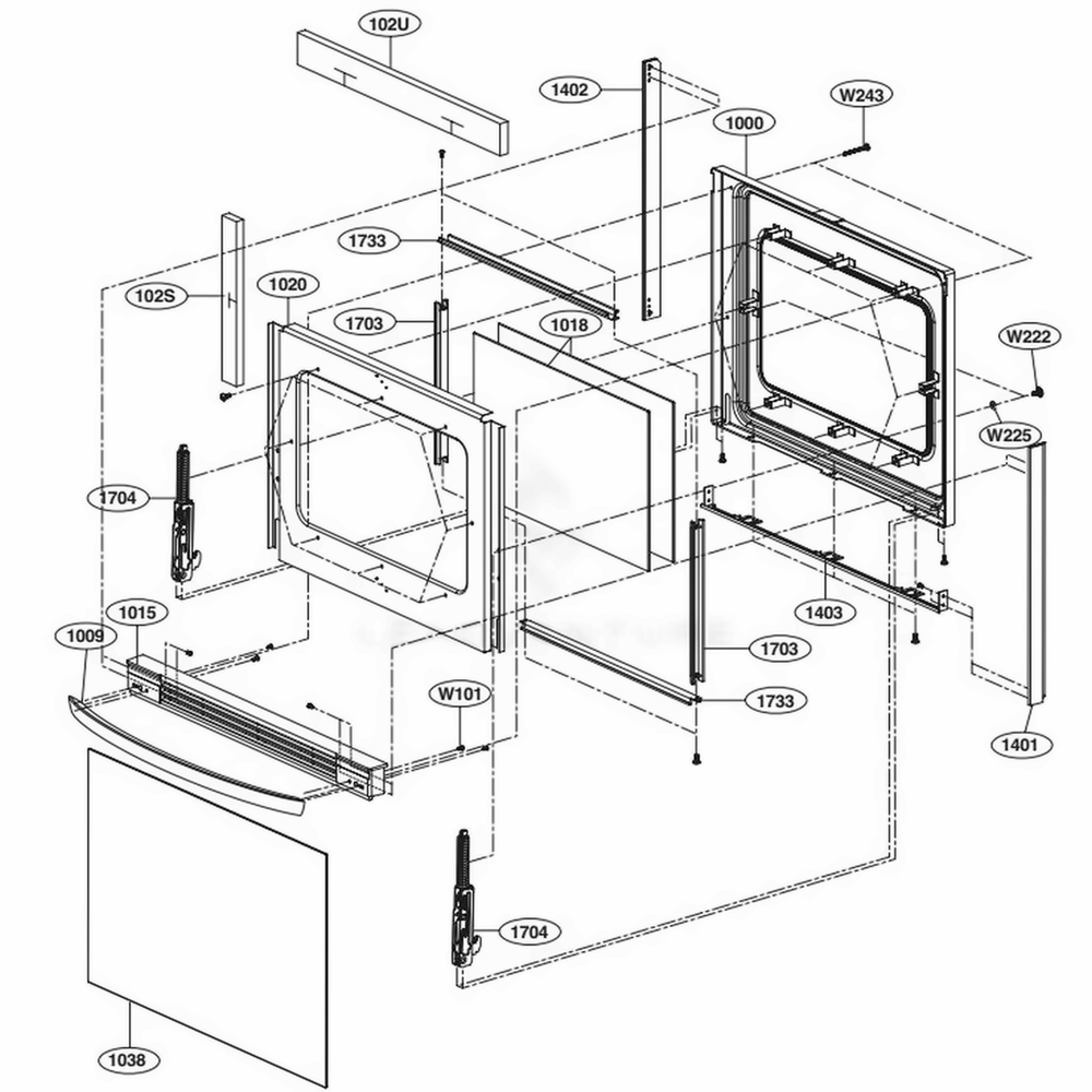 Door Parts Diagram and Parts List for LRG3194SW FWHELGA LG Range