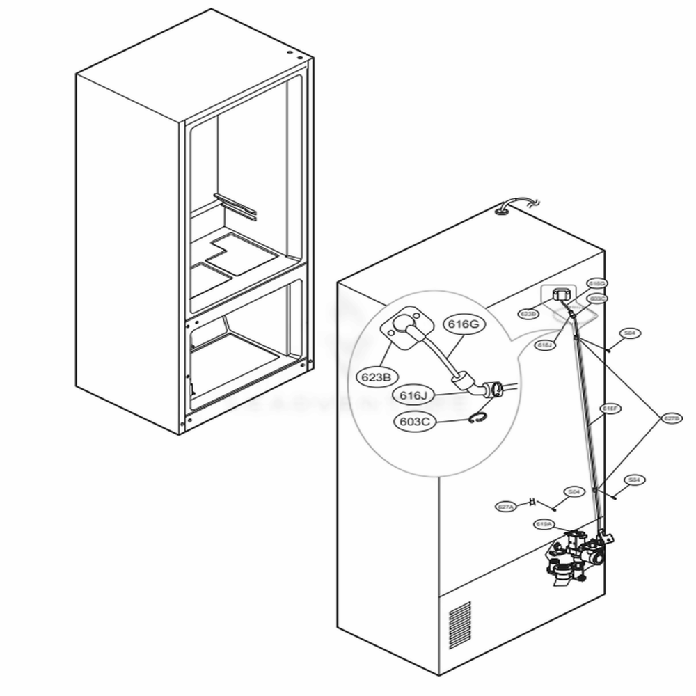 Valve And Water Tube Parts Diagram and Parts List for LMXS30776S ASTCNA3 LG Refrigerator