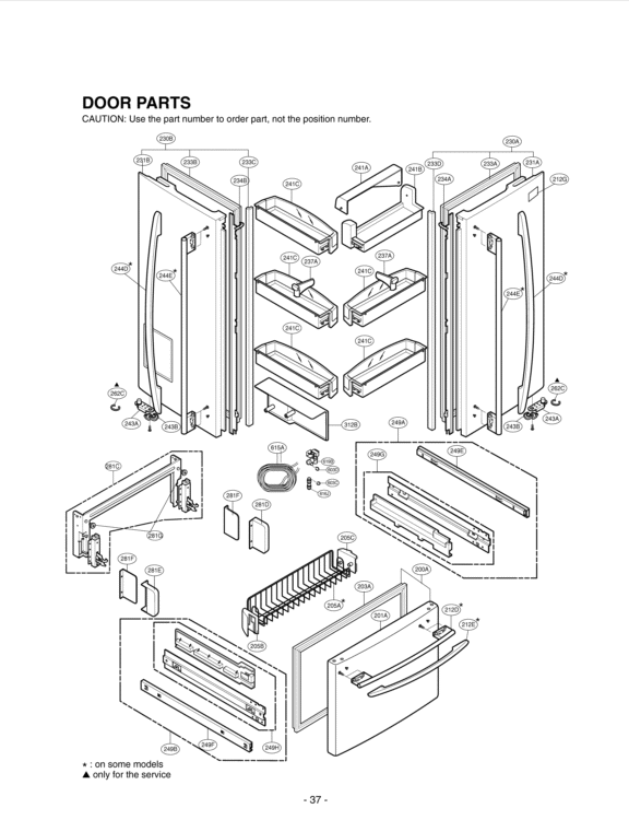 DOOR PARTS Diagram and Parts List for LRFD25850SW ASWCLGA LG Refrigerator