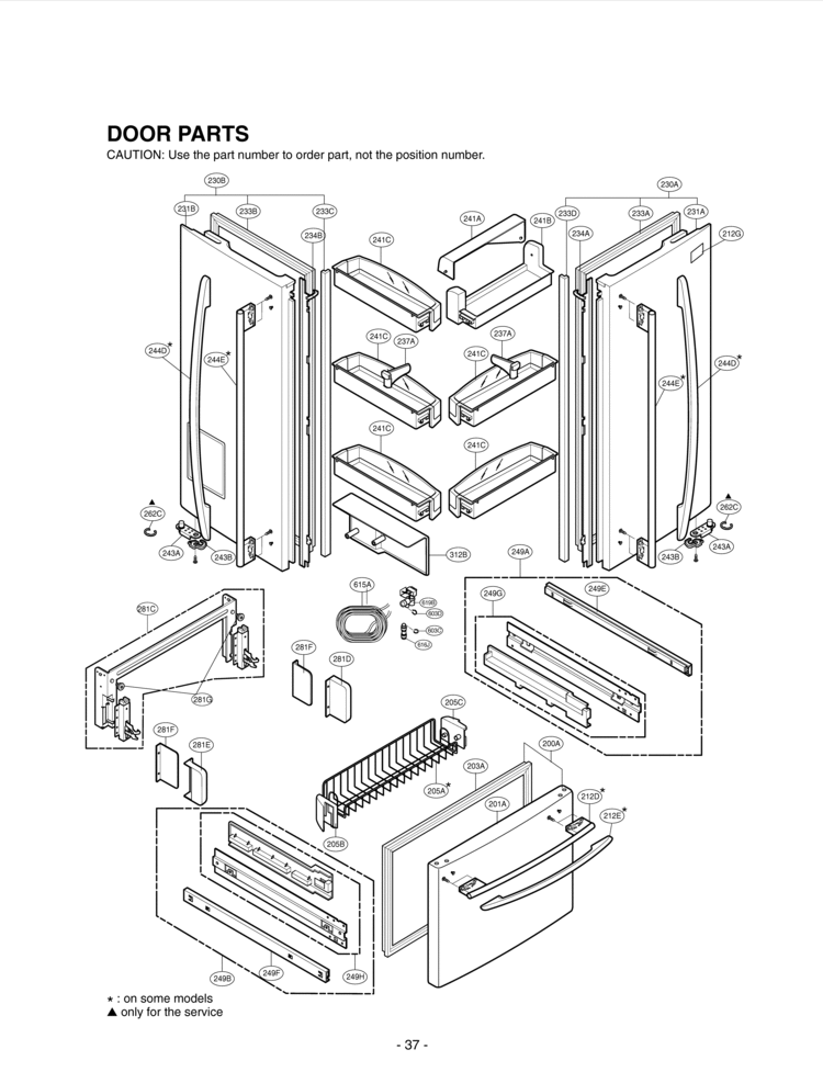 DOOR PARTS Diagram and Parts List for LRFD25850TT  LG Refrigerator