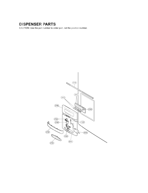 DISPENSER PARTS Diagram and Parts List for LRFD25850ST ASTCLGA LG Refrigerator
