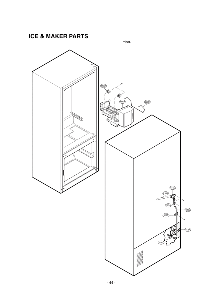 ICE & MAKER PARTS Diagram and Parts List for LRFC25750SB  LG Refrigerator