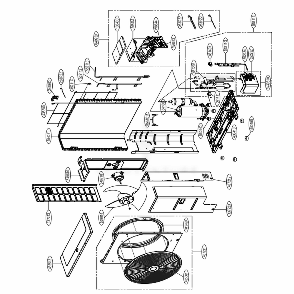 Main Diagram and Parts List for LAU240HYV3 AK3GEUS LG Air Conditioner