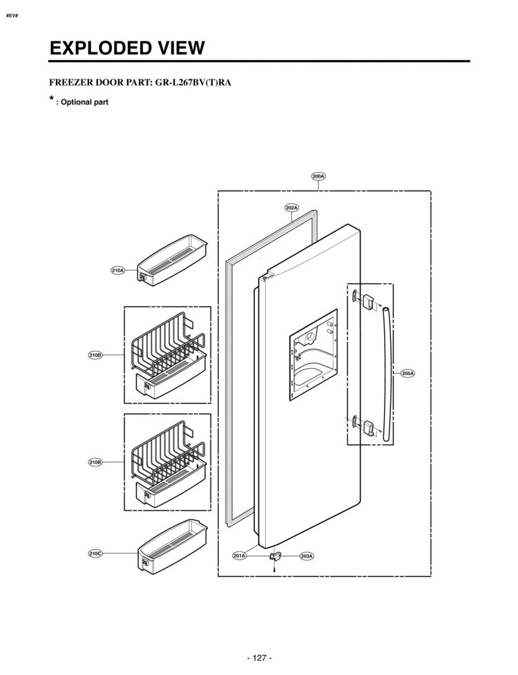 FREEZER DOOR PART   EXPLODED VIEW Diagram and Parts List for LRSC26915SW  LG Refrigerator