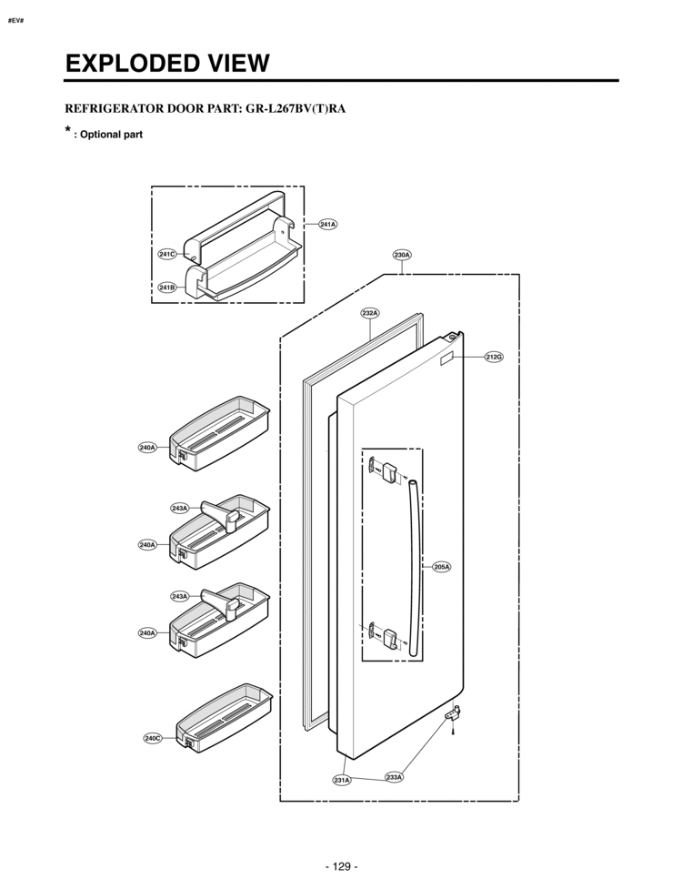 REFRIGERATOR DOOR PART   EXPLODED VIEW Diagram and Parts List for LRSC26912SW  LG Refrigerator