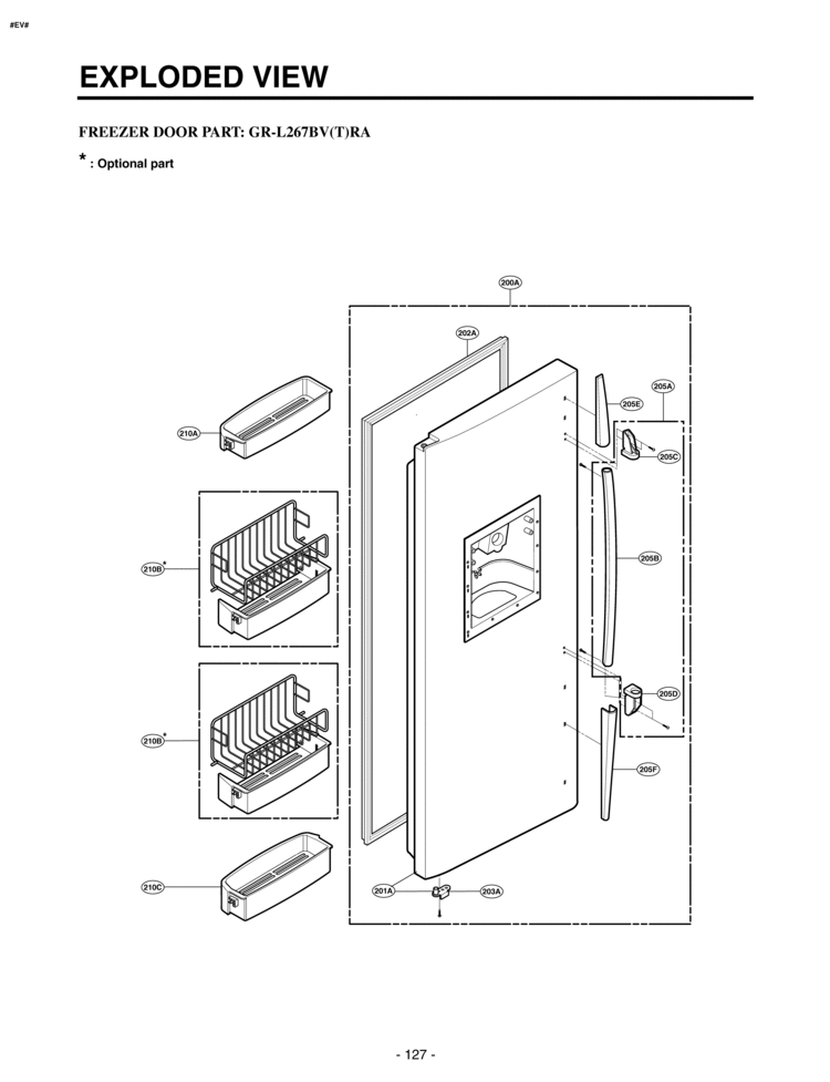 FREEZER DOOR PART   EXPLODED VIEW Diagram and Parts List for LRSC26915TT  LG Refrigerator