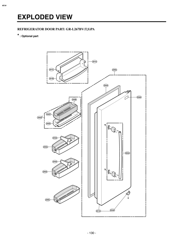 REFRIGERATOR DOOR PART   EXPLODED VIEW Diagram and Parts List for LRSC26941ST  LG Refrigerator