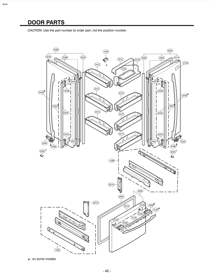 DOOR PARTS Diagram and Parts List for LRFC22750ST  LG Refrigerator