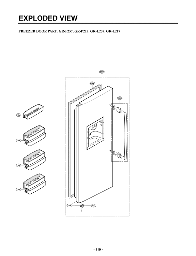 FREEZER DOOR PART     EXPLODED VIEW Diagram and Parts List for LRSC21935SB  LG Refrigerator