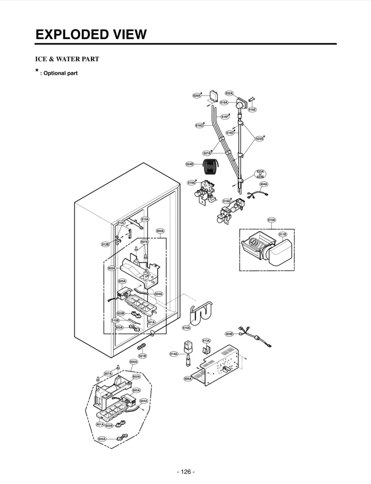 ICE & WATER PART  EXPLODED VIEW Diagram and Parts List for LRSC21935SB  LG Refrigerator