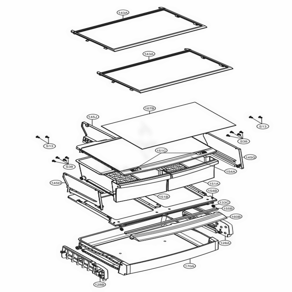 Refrigerator Parts Diagram and Parts List for LDCS24223W ASWCNA0 LG Refrigerator
