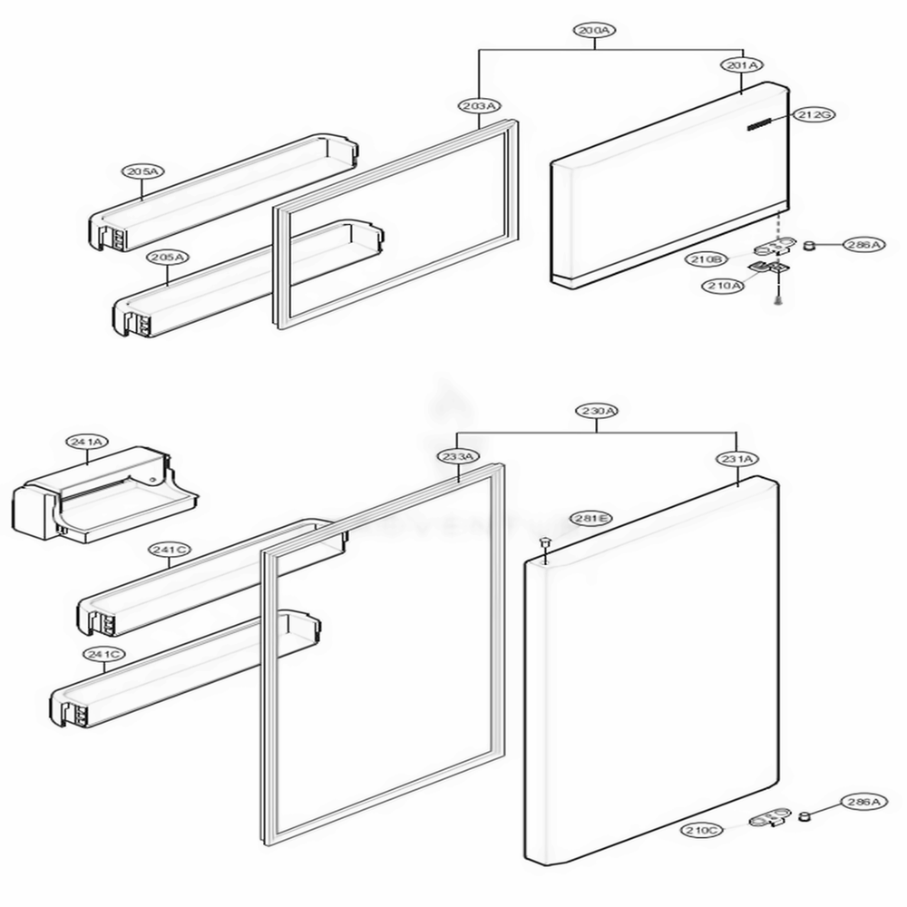 Door Parts Diagram and Parts List for LTCS20030S ASTCNA0 LG Refrigerator