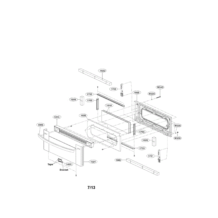 Upper Door Diagram and Parts List for LDG3037ST 00 LG Range