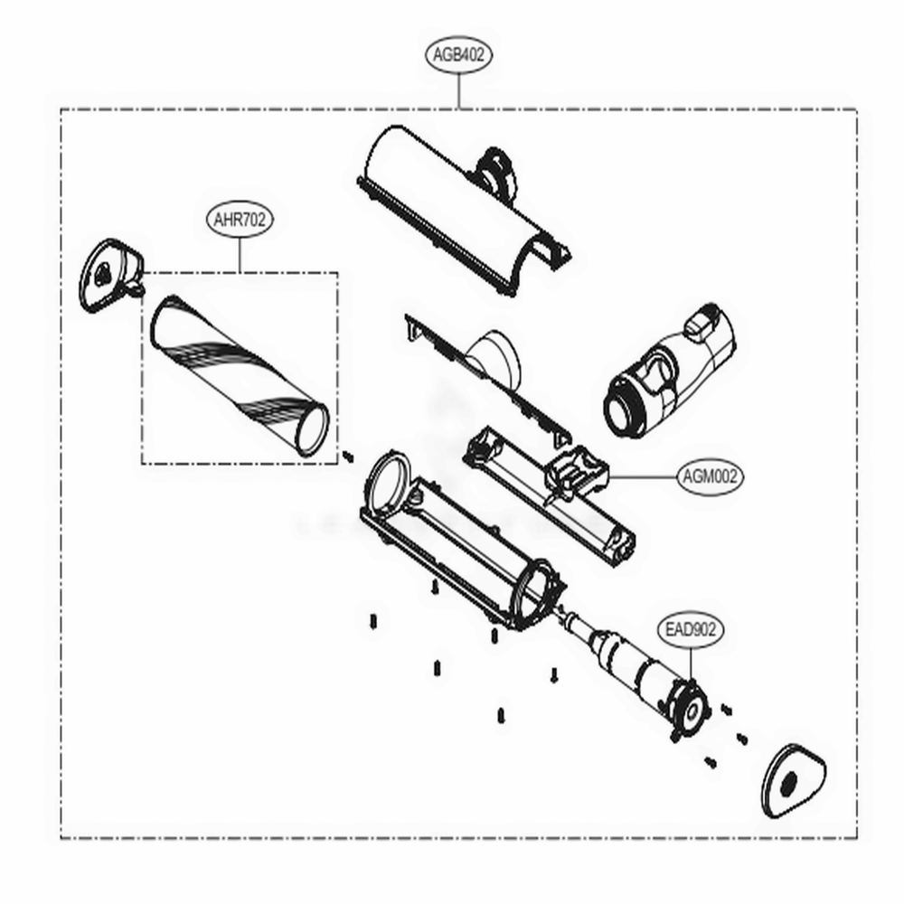 Carpet Nozzle Diagram and Parts List for A906SM BFSELGA LG Upright Vacuum