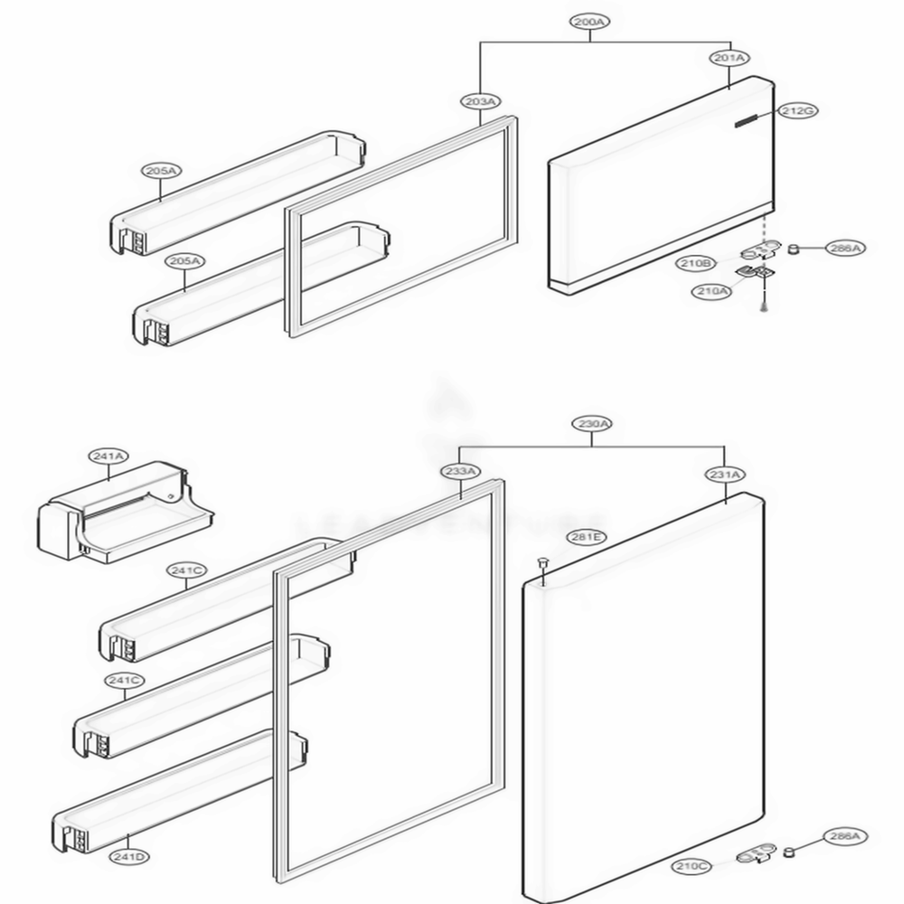 Door Parts Diagram and Parts List for LTCS24223W ASWCNA5 LG Refrigerator
