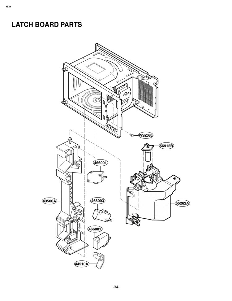 LATCH BOARD PARTS Diagram and Parts List for LTRM1240SW LTRM1240SW/01 LG Microwave