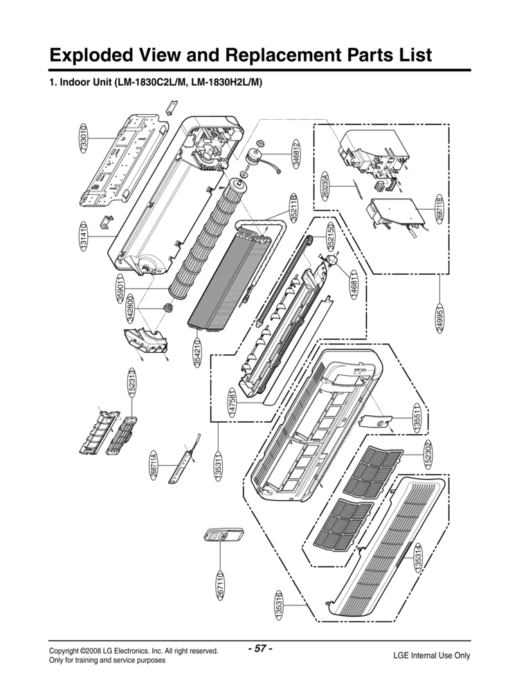 Air Conditioner Exploded View 1 Diagram and Parts List for LM-1830C2L LM-1830C2L LG Air Conditioner