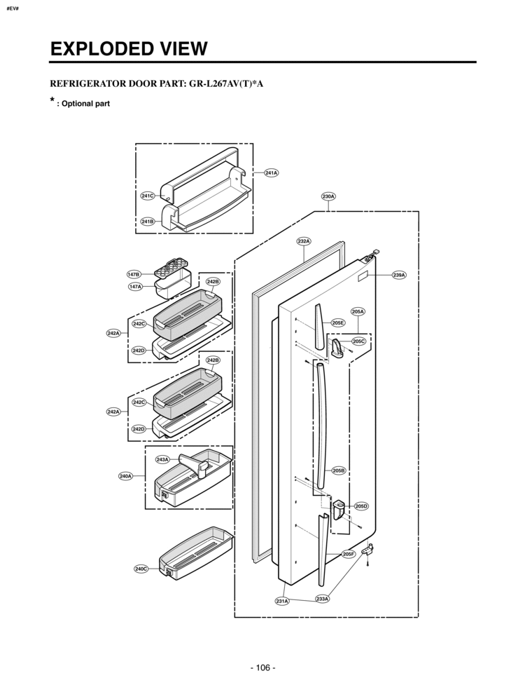 REFRIGERATOR DOOR PART   EXPLODED VIEW Diagram and Parts List for LRSC26930TT  LG Refrigerator
