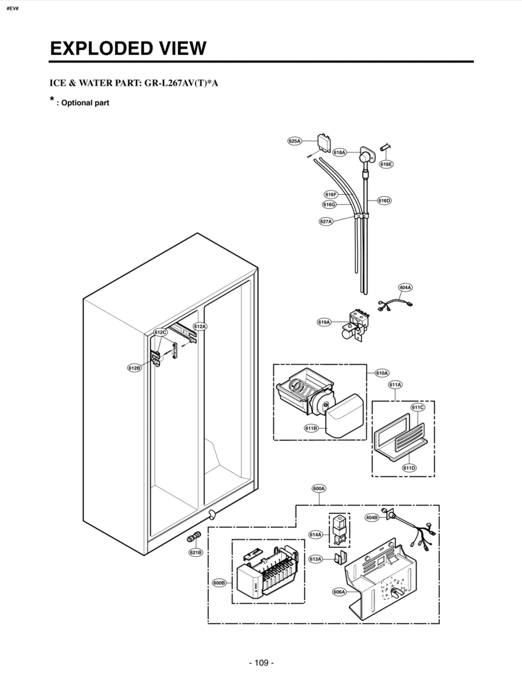 ICE & WATER PART   EXPLODED VIEW Diagram and Parts List for LRSC26930TT  LG Refrigerator