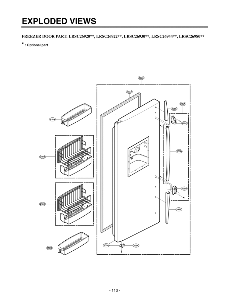 FREEZER DOOR PART       EXPLODED VIEWS Diagram and Parts List for LRSC26922TT  LG Refrigerator