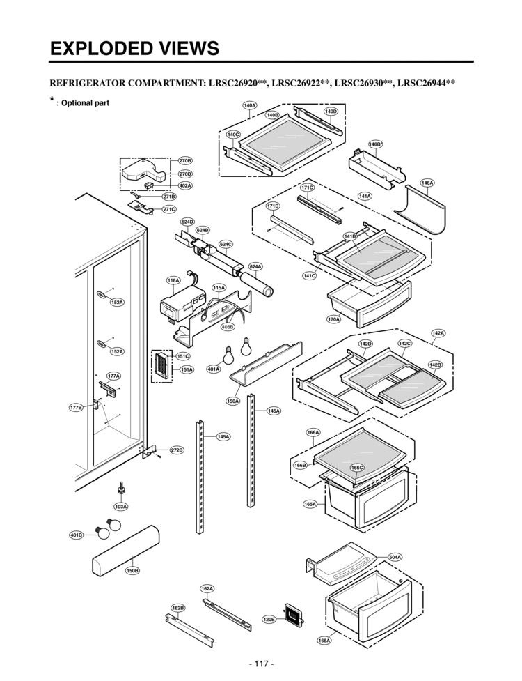 REFRIGERATOR COMPARTMENT      EXPLODED VIEWS Diagram and Parts List for LRSC26920SW  LG Refrigerator