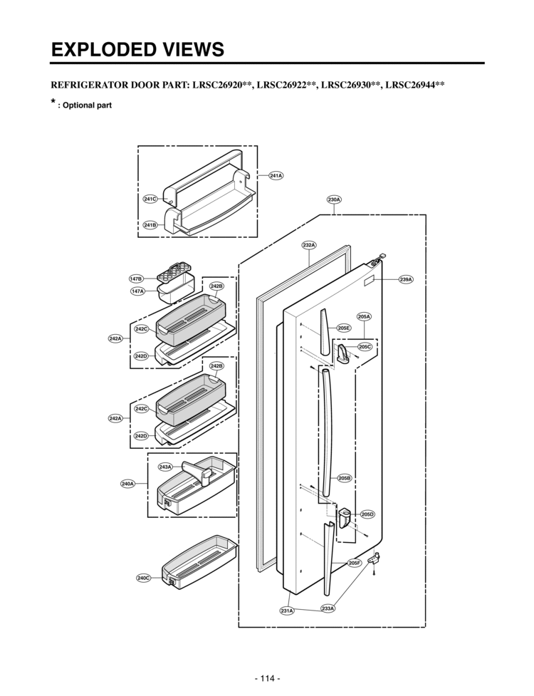 REFRIGERATOR DOOR PART      EXPLODED VIEWS Diagram and Parts List for LRSC26920TT  LG Refrigerator