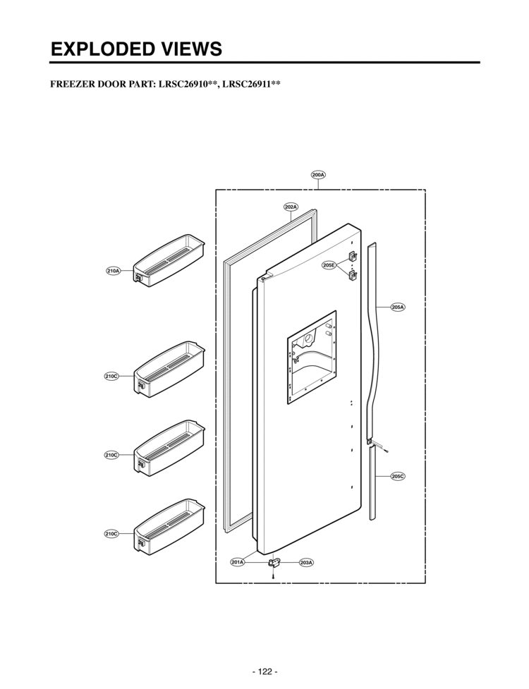 FREEZER DOOR PART   EXPLODED VIEWS Diagram and Parts List for LRSC26911SW  LG Refrigerator