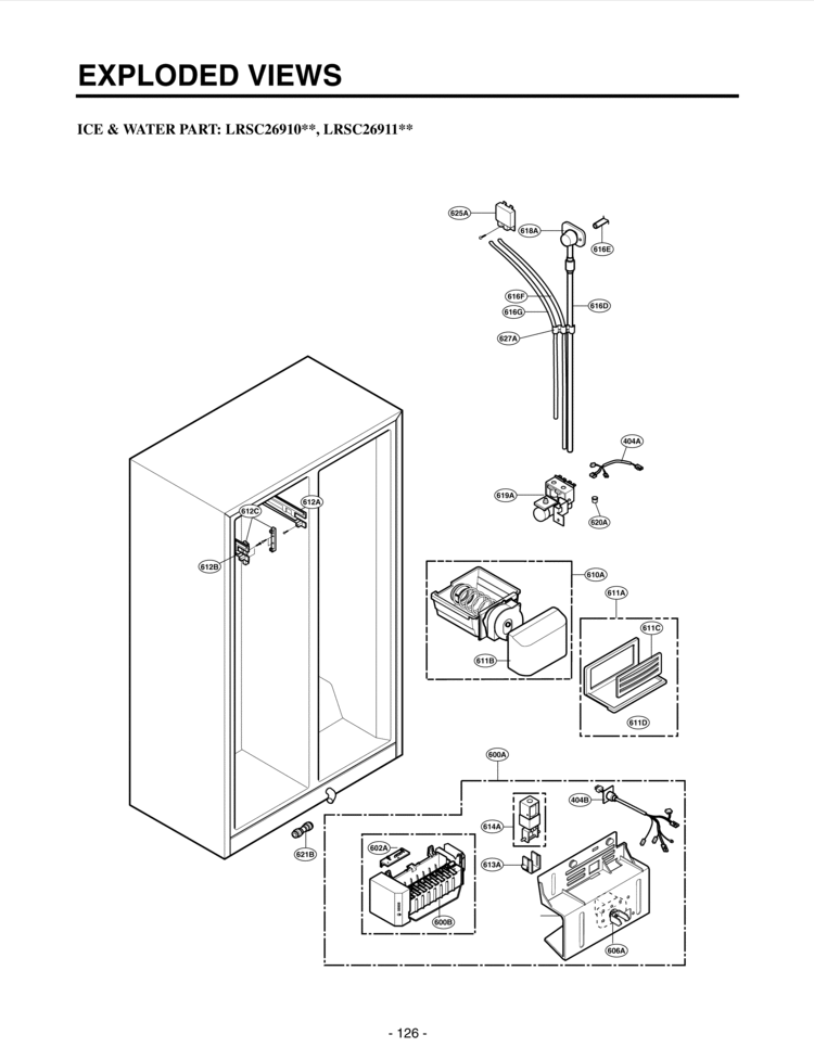 ICE & WATER PART   EXPLODED VIEWS Diagram and Parts List for LRSC26911SW  LG Refrigerator